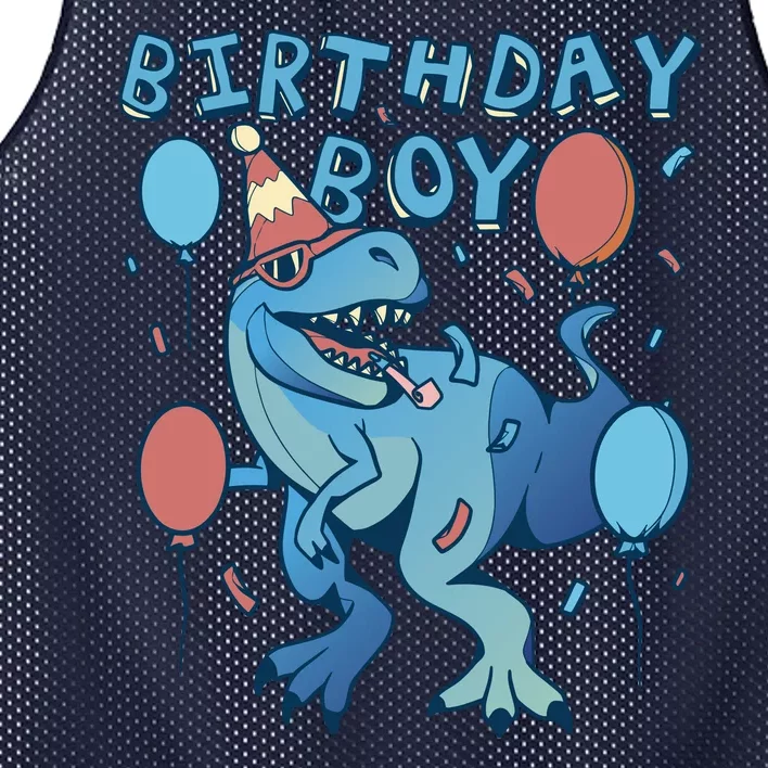 Birthday Boy Dinosaur Celebration Mesh Reversible Basketball Jersey Tank