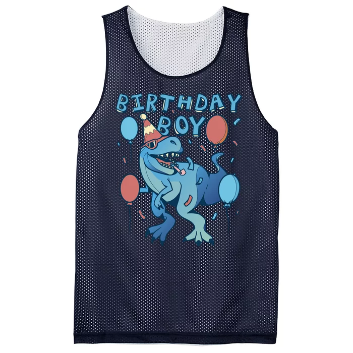 Birthday Boy Dinosaur Celebration Mesh Reversible Basketball Jersey Tank