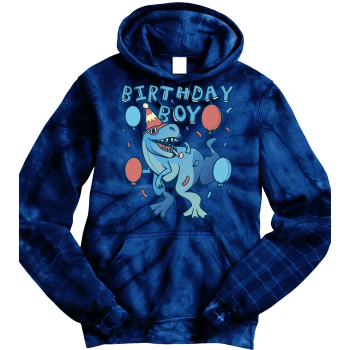 Birthday Boy Dinosaur Celebration Tie Dye Hoodie