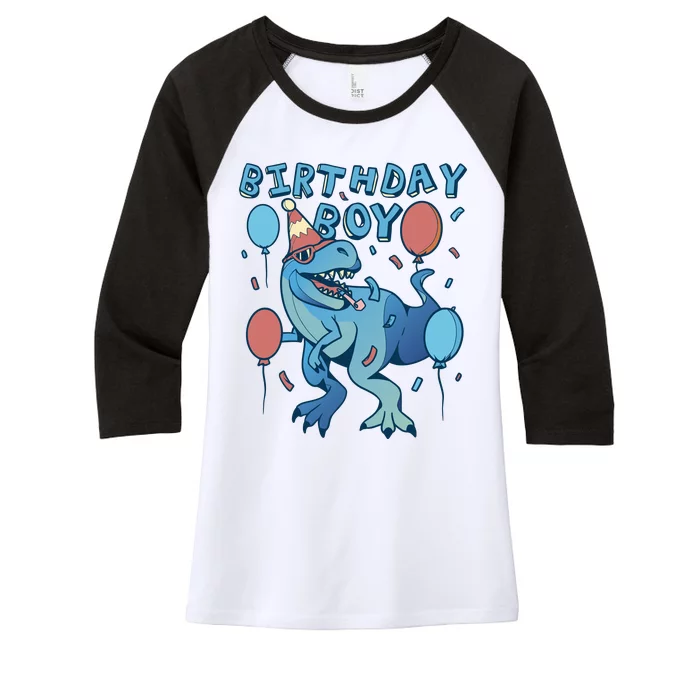 Birthday Boy Dinosaur Celebration Women's Tri-Blend 3/4-Sleeve Raglan Shirt