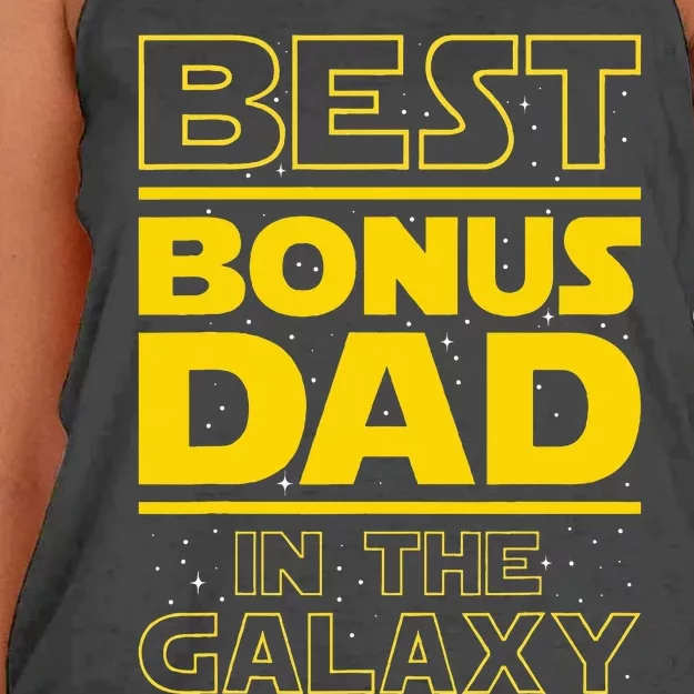 Best Bonus Dad In The Galaxy Stepfather Stepdad Grandpa Women's Knotted Racerback Tank