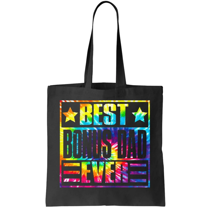 Best Bonus Dad Ever Vintage Tie Dye Fathers Day Tote Bag