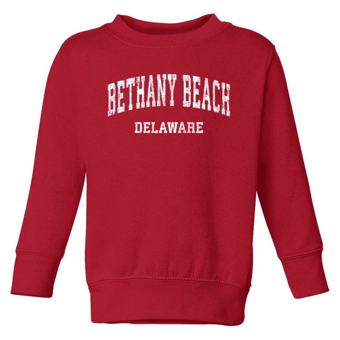 Bethany Beach Delaware De Vintage Varsity Sports Design Toddler Sweatshirt