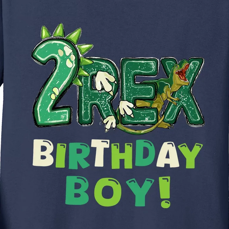 Birthday Boy Dino Dinosaur Kids Long Sleeve Shirt