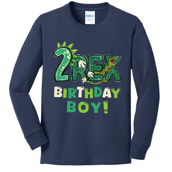 Birthday Boy Dino Dinosaur Kids Long Sleeve Shirt