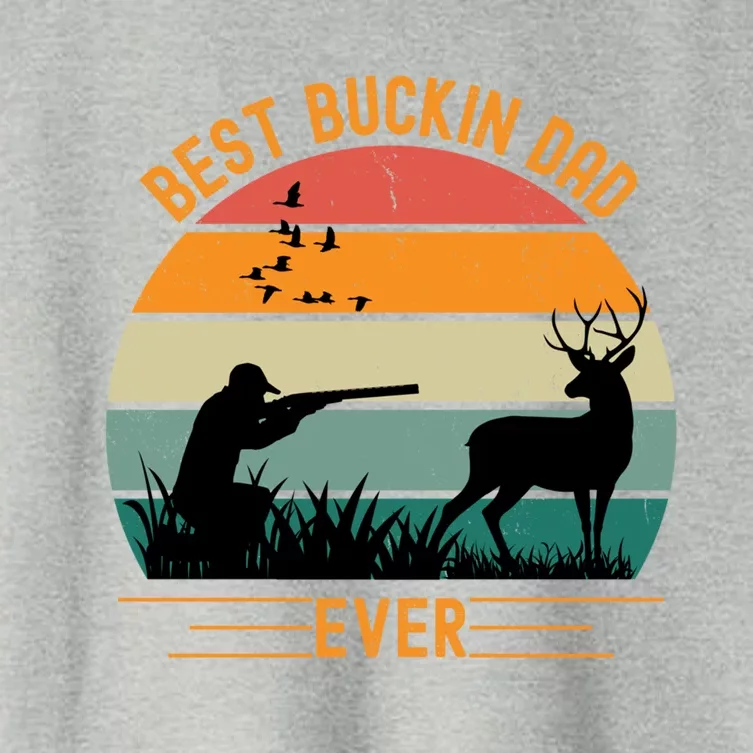 Best Buckin Dad Ever Deer Hunters Funny Deer Hunting Season Gift Women's Crop Top Tee