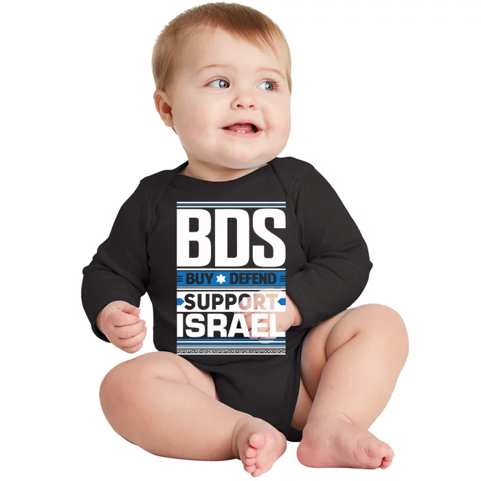 Bds Buy Defend Support Israel Baby Long Sleeve Bodysuit