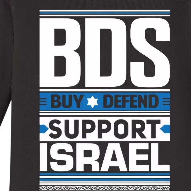 Bds Buy Defend Support Israel Baby Long Sleeve Bodysuit