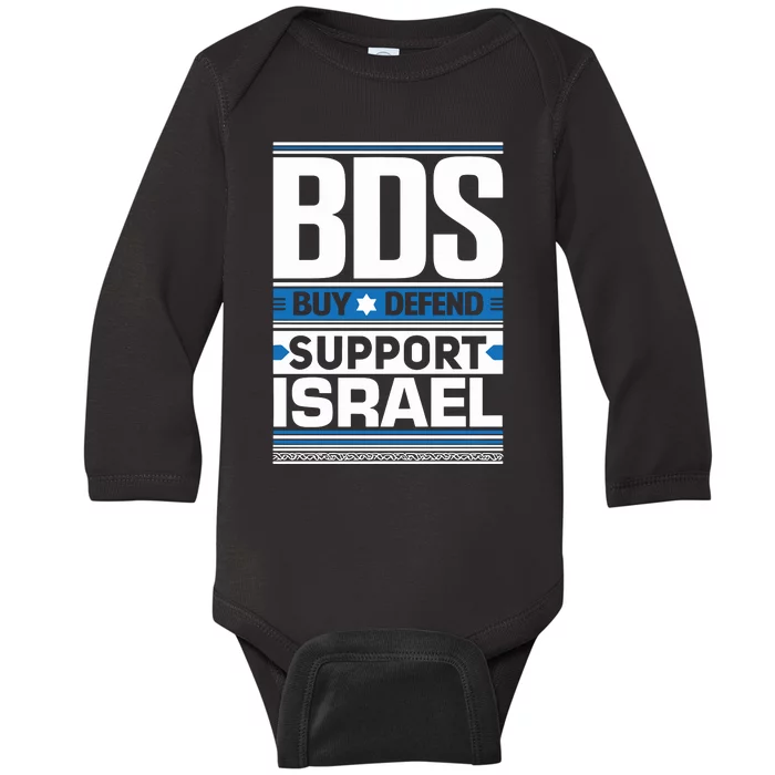 Bds Buy Defend Support Israel Baby Long Sleeve Bodysuit