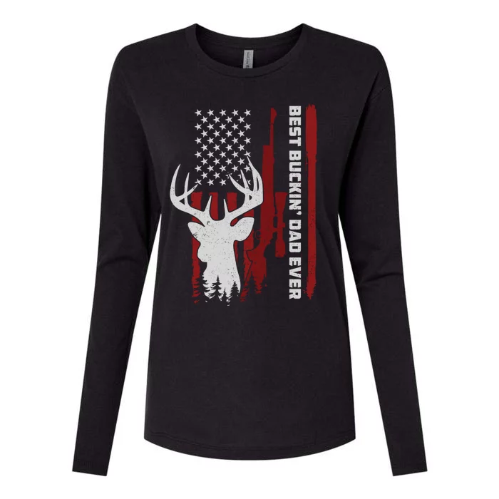 Best Buckin Dad Ever Deer Hunting Gift Womens Cotton Relaxed Long Sleeve T-Shirt