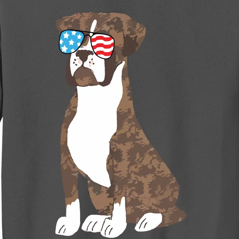 Brindle Boxer Dog Lovers July 4th Patriotic USA Sunglasses Tall Sweatshirt