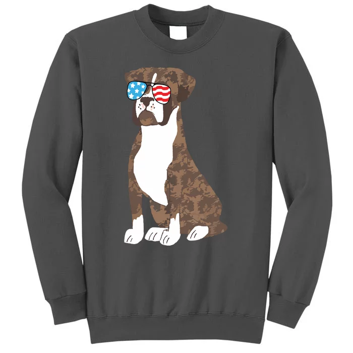 Brindle Boxer Dog Lovers July 4th Patriotic USA Sunglasses Tall Sweatshirt