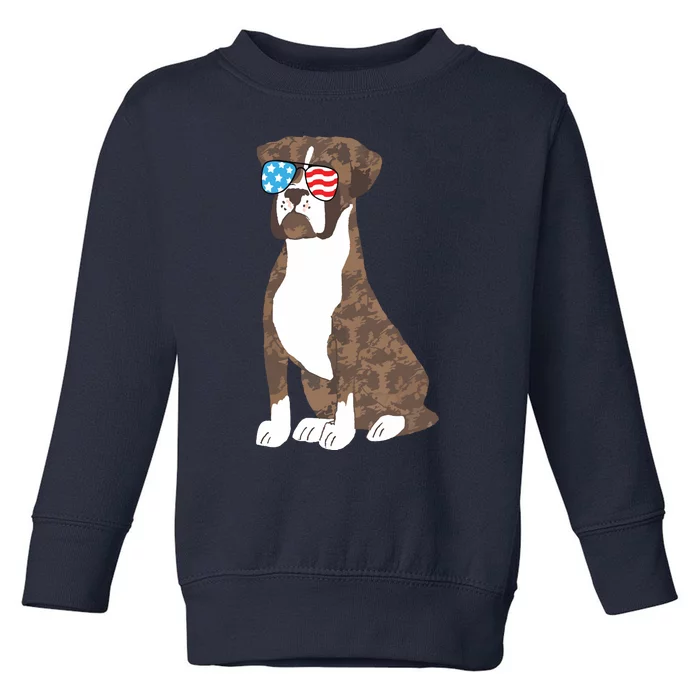 Brindle Boxer Dog Lovers July 4th Patriotic USA Sunglasses Toddler Sweatshirt