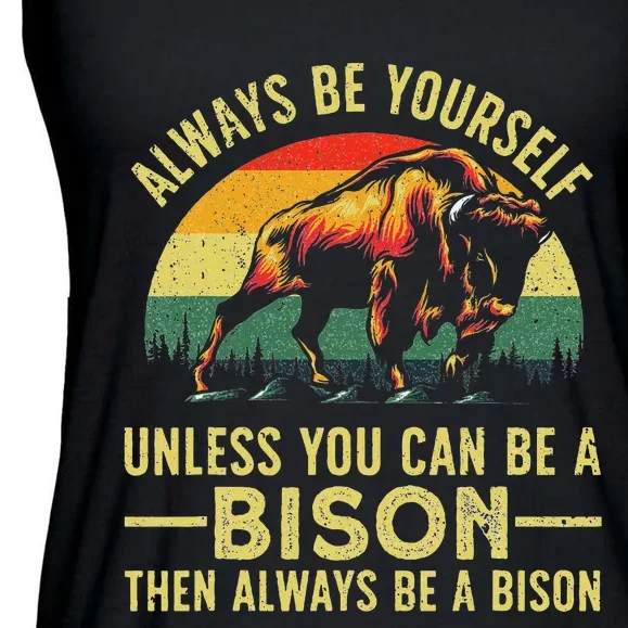 Best Bison Design Buffalo Bison Lovers Ladies Essential Flowy Tank