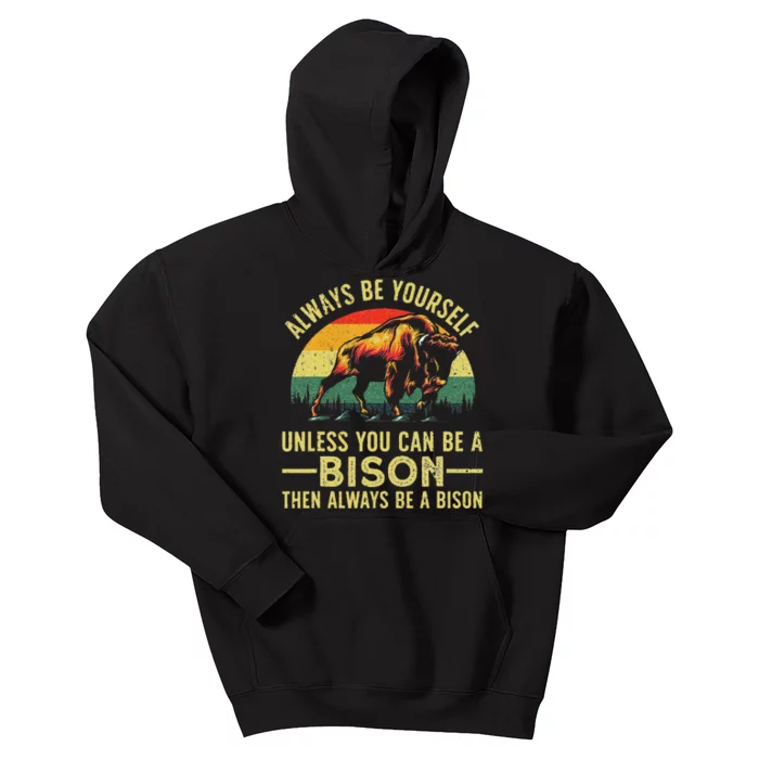 Best Bison Design Buffalo Bison Lovers Kids Hoodie