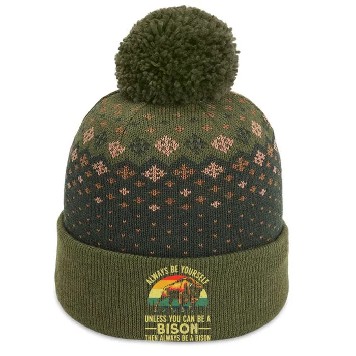 Best Bison Design Buffalo Bison Lovers The Baniff Cuffed Pom Beanie