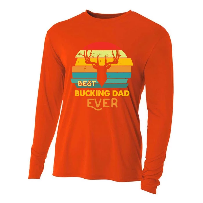 Best Buckin Dad Ever Gift Deer Hunting Bucking Father Gift Cooling Performance Long Sleeve Crew