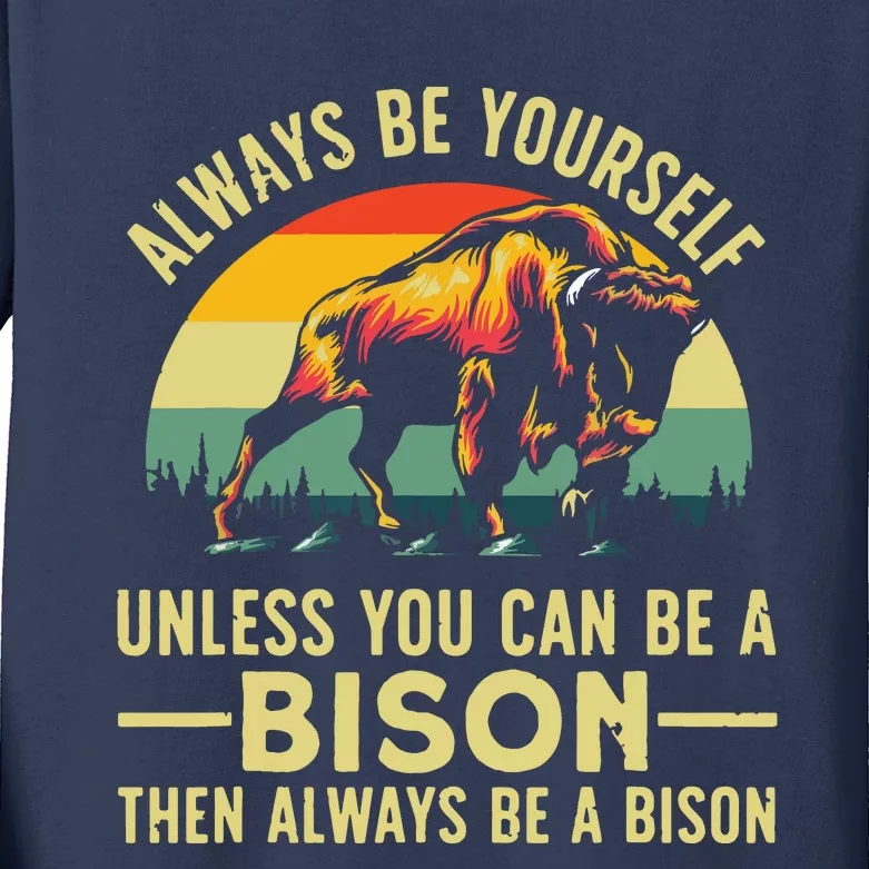 Best Bison Design For Buffalo Bison Lovers Kids Long Sleeve Shirt