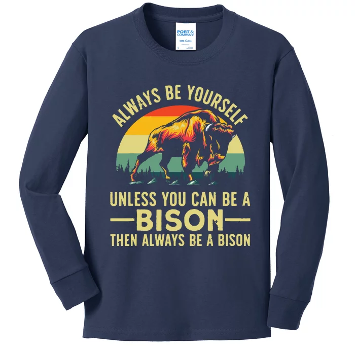 Best Bison Design For Buffalo Bison Lovers Kids Long Sleeve Shirt