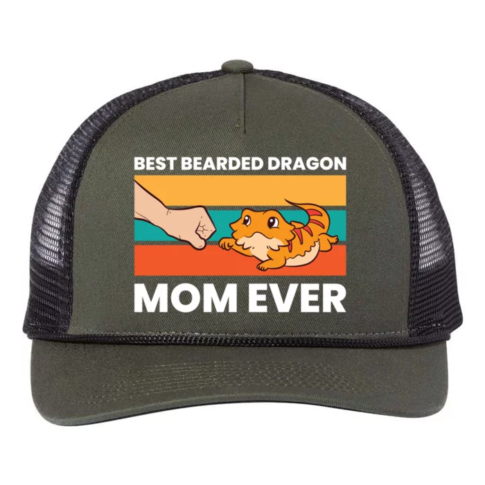 Best Bearded Dragon Mom Ever Lizard Bearded Dragon Gift Retro Rope Trucker Hat Cap