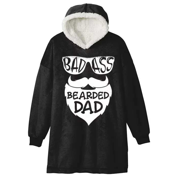 Badass Bearded Dad Shirts Father Papa With Beard Hooded Wearable Blanket