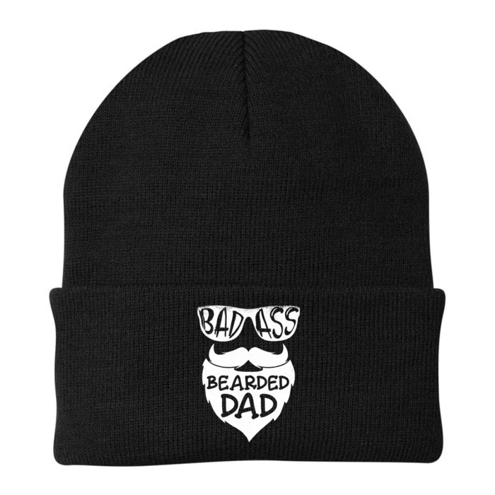 Badass Bearded Dad Shirts Father Papa With Beard Knit Cap Winter Beanie