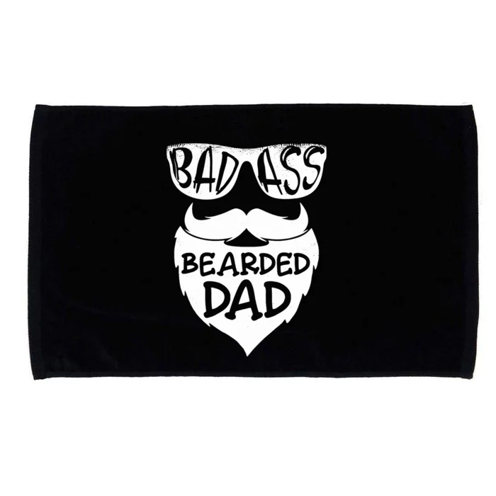 Badass Bearded Dad Shirts Father Papa With Beard Microfiber Hand Towel