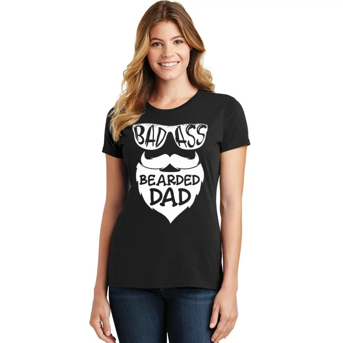 Badass Bearded Dad Shirts Father Papa With Beard Women's T-Shirt