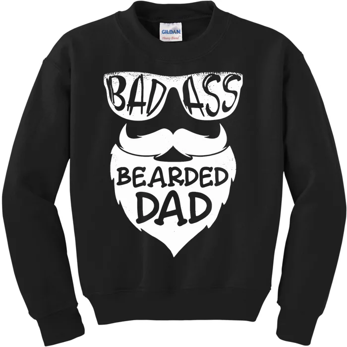 Badass Bearded Dad Shirts Father Papa With Beard Kids Sweatshirt