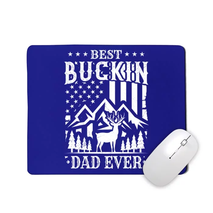 Best Buckin Dad Funny Hunter Father American Flag Gift Mousepad