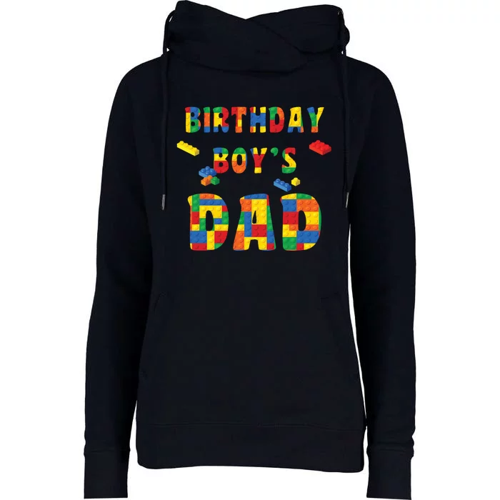 Building Block Dad Of Birthday Boy Womens Funnel Neck Pullover Hood