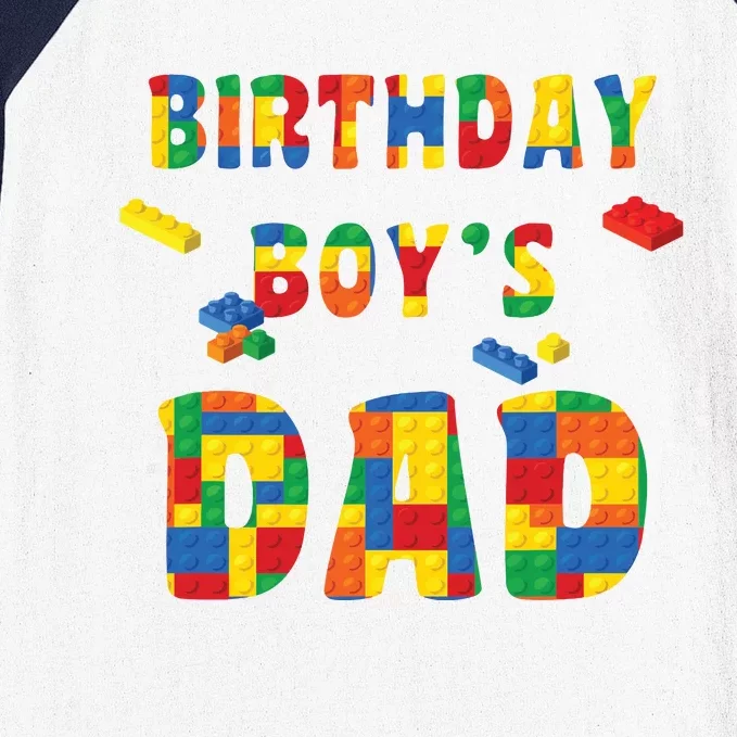 Building Block Dad Of Birthday Boy Baseball Sleeve Shirt