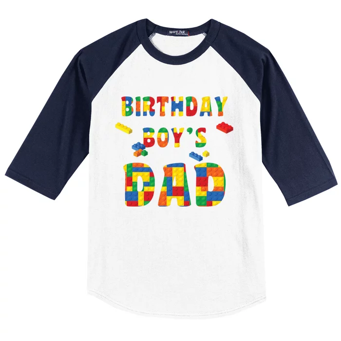 Building Block Dad Of Birthday Boy Baseball Sleeve Shirt