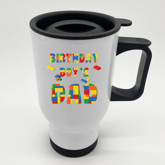 Building Block Dad Of Birthday Boy Front & Back Stainless Steel Travel Mug