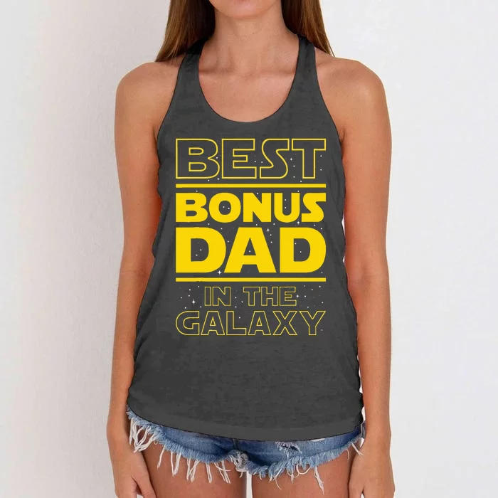 Best Bonus Dad In The Galaxy Stepfather Stepdad Grandpa Women's Knotted Racerback Tank