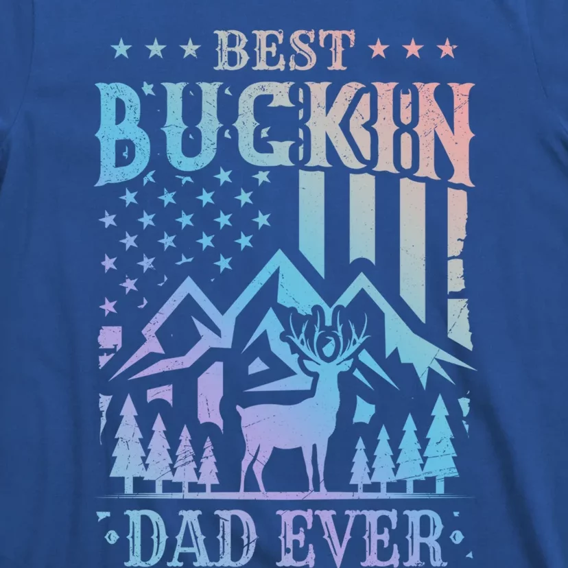 Best Buckin Dad Funny Hunter Father American Flag Gift T-Shirt