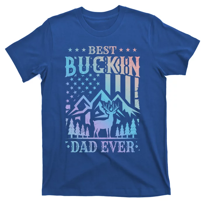 Best Buckin Dad Funny Hunter Father American Flag Gift T-Shirt