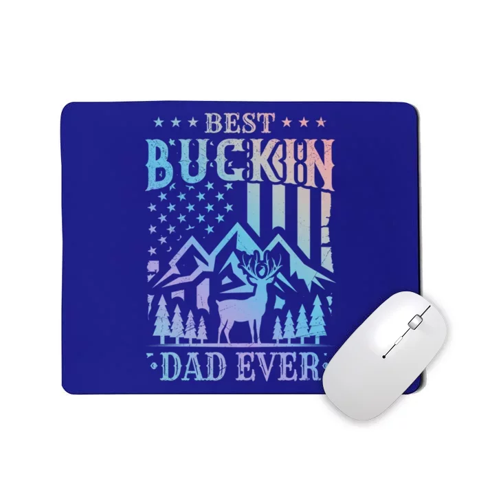 Best Buckin Dad Funny Hunter Father American Flag Gift Mousepad