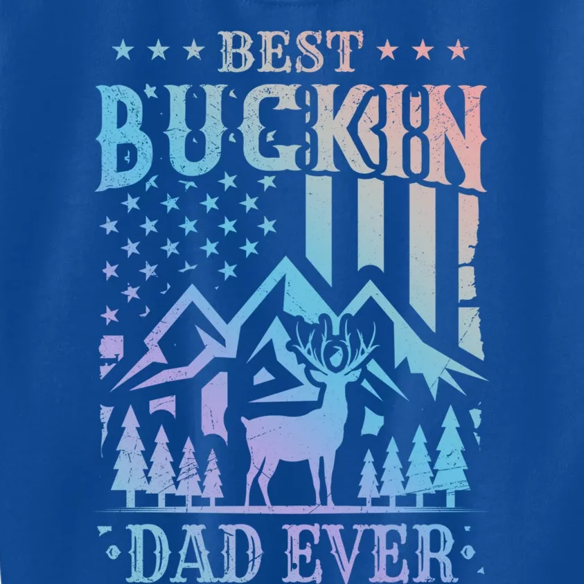 Best Buckin Dad Funny Hunter Father American Flag Gift Kids Sweatshirt