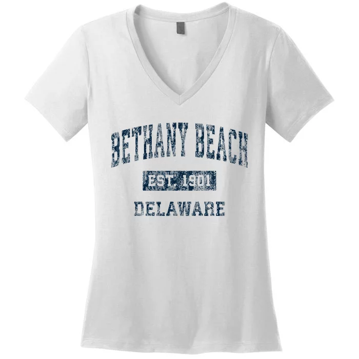 Bethany Beach Delaware De Vintage Sports Women's V-Neck T-Shirt