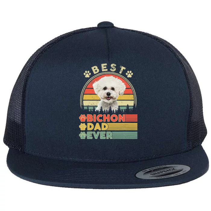 Best Bichon Dad Ever Bichon Frise Lover Dog Fathers Day Flat Bill Trucker Hat