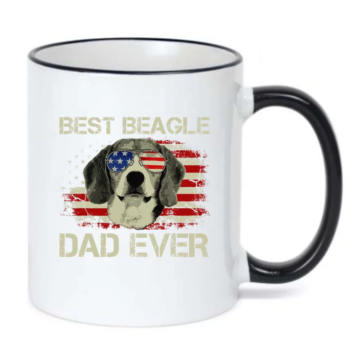 Best Beagle Dad Ever Dog Lover American Flag Gift Black Color Changing Mug