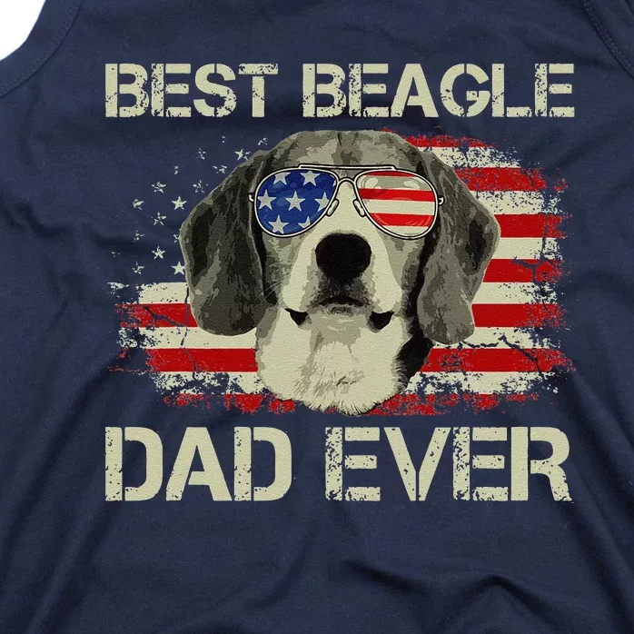 Best Beagle Dad Ever Dog Lover American Flag Gift Tank Top