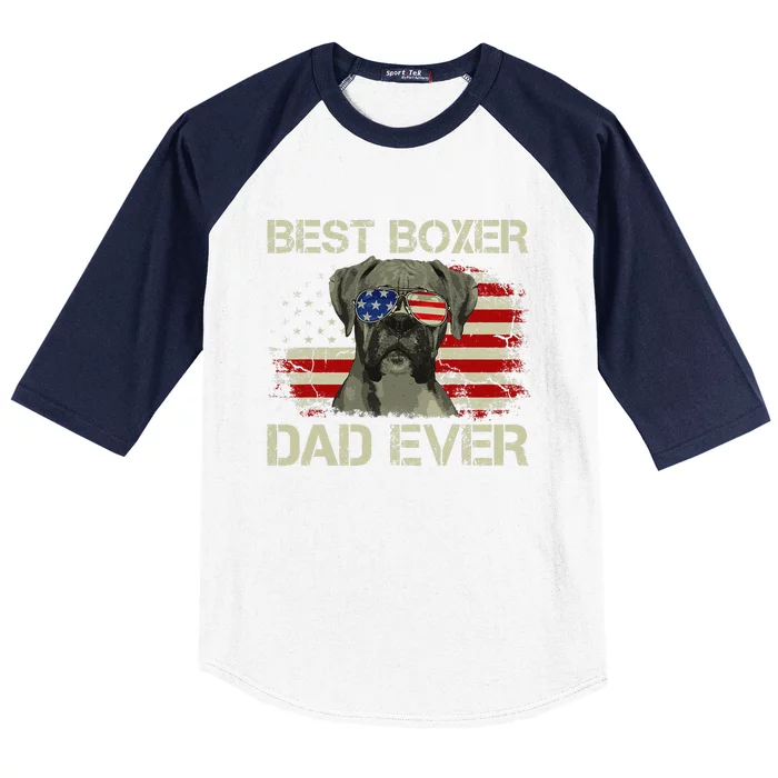 Best Boxer Dad Ever Dog Lover American Flag Gift Baseball Sleeve Shirt