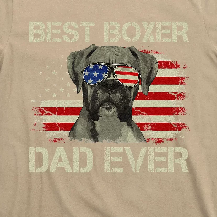 Best Boxer Dad Ever Dog Lover American Flag Gift T-Shirt