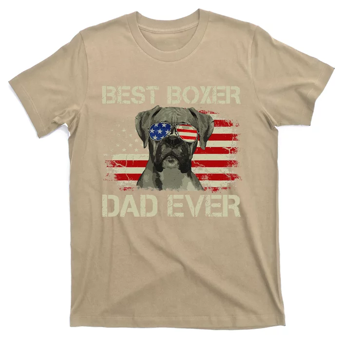 Best Boxer Dad Ever Dog Lover American Flag Gift T-Shirt