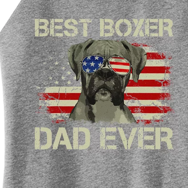 Best Boxer Dad Ever Dog Lover American Flag Gift Women’s Perfect Tri Rocker Tank