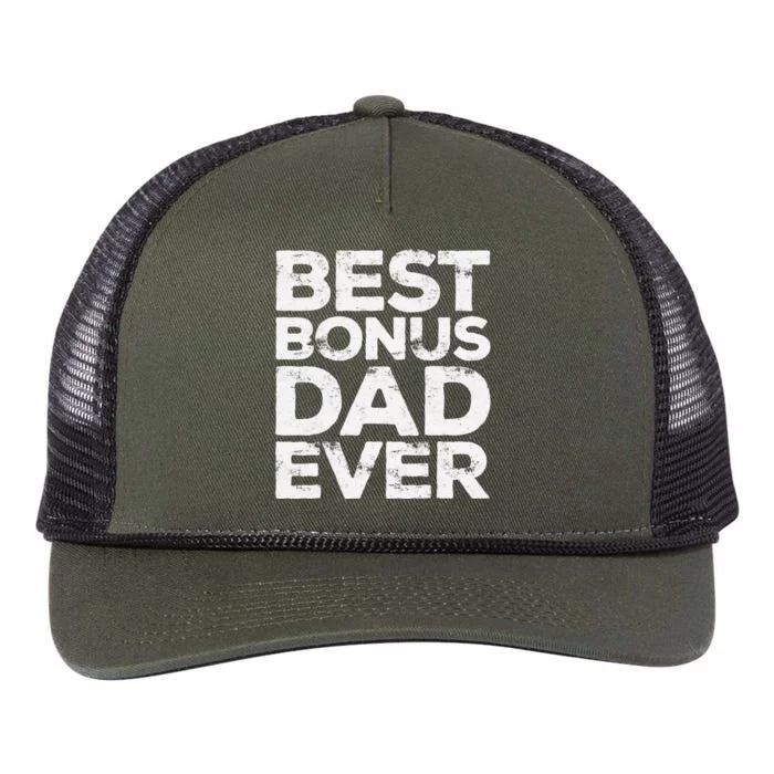 Best Bonus Dad Ever Fathers Day Retro Rope Trucker Hat Cap