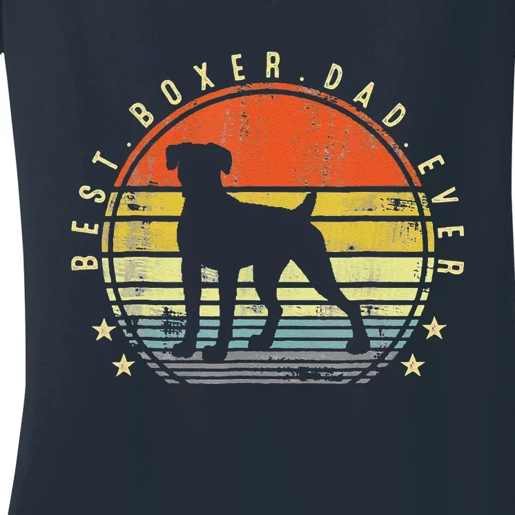 Best Boxer Dad Ever Daddy Dog Lover Funny Fathers Day Women's V-Neck T-Shirt