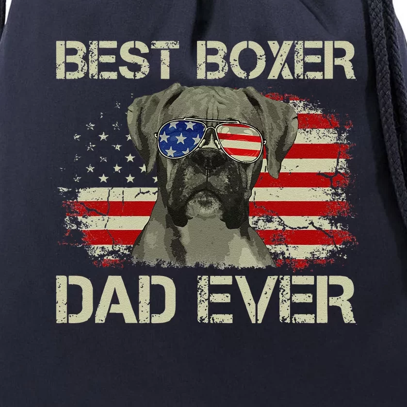 Best Boxer Dad Ever Dog Lover American Flag Gift Drawstring Bag